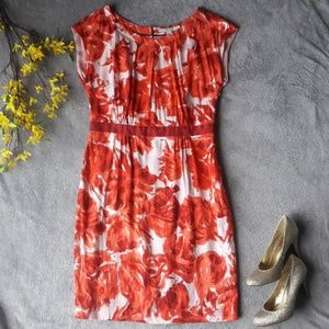 Boden Pink Floral Silk Short Sleeve Dress